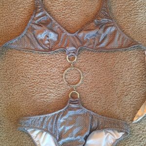 Silver one piece swimsuit